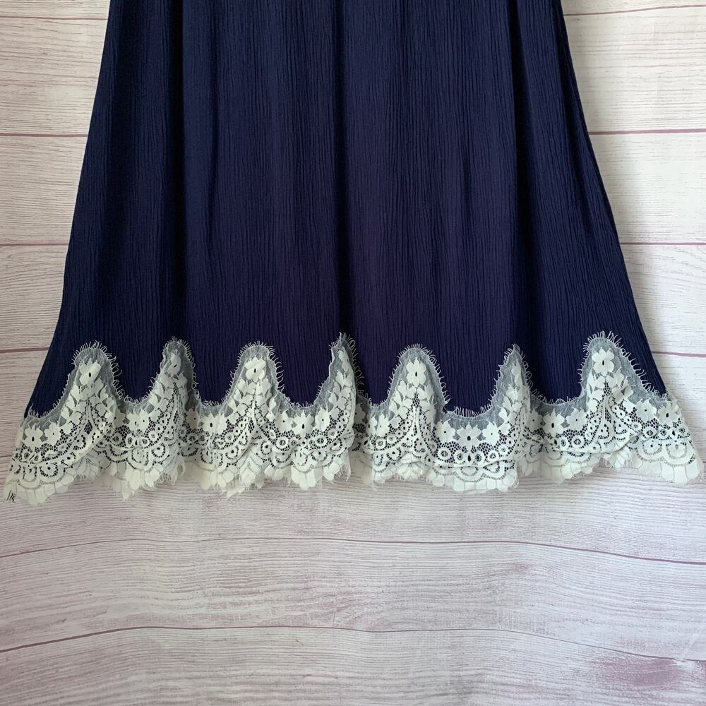 Umgee Navy Blue and Cream Lace Tunic Swing Dress Sleeveless Size XL - Picture 10 of 16